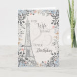 Carte Wife Romantique 25e anniversaire Tour Eiffel<br><div class="desc">La carte romantique pour le 25e anniversaire de la femme a une bordure florale bleue et grise,  un croquis de la Tour Eiffel et un subtil 25 en arrière - plan. Conçu par Simply Put by Robin; éléments de The Hungry Jpeg.</div>