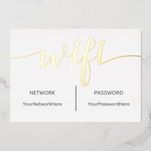 Carte Wifi pour invités avec feuille d'or véritabl (Recto)