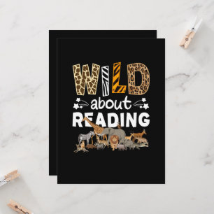 Carte Wild About Reading Books And Bookworm Library