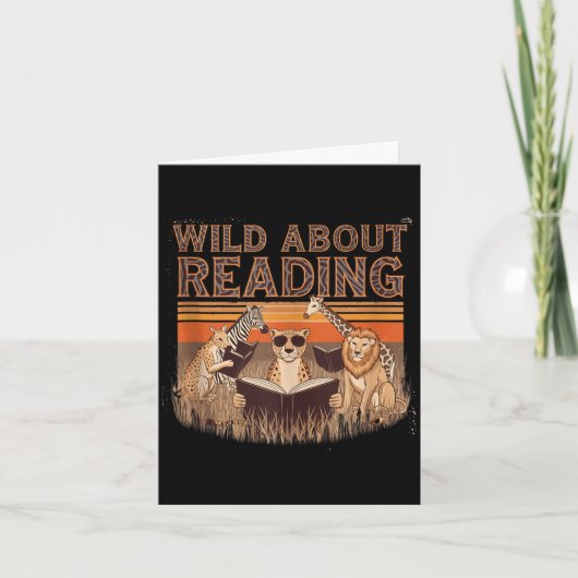 Carte Wild about reading books reader lover librarian (Devant)