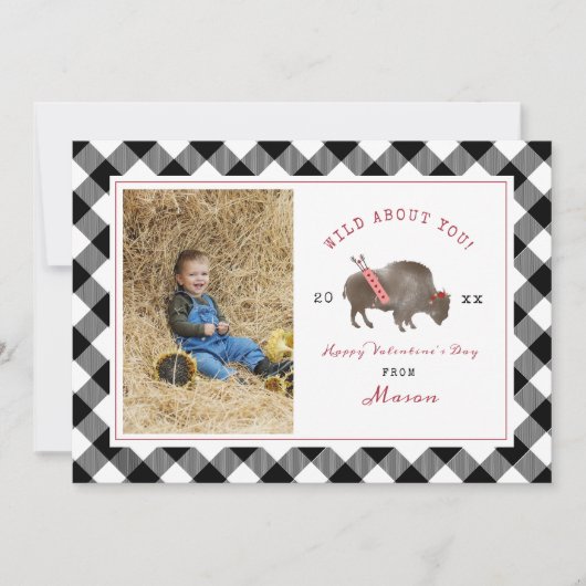 Carte Wild About You Buffalo Cupid Photo Valentine (Devant)
