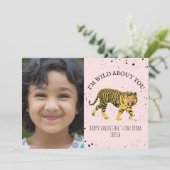 Carte Wild About You Tiger Pink Valentine Photo (Debout devant)