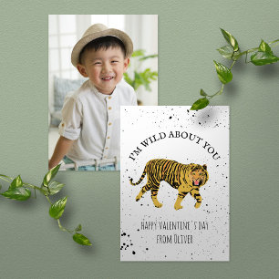 Carte Wild About You Tiger School Photo White Valentine