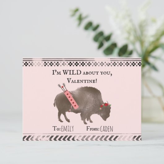 Carte Wild About You Valentine Bison Buffalo Cupid (Debout devant)