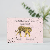 Carte Wild About You Valentine Tiger Kids Classroom (Debout devant)