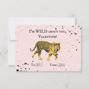 Carte Wild About You Valentine Tiger Kids Classroom