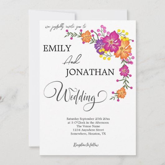 Carte Wild Colorful Flower Invitation Card (Devant)