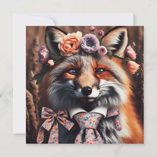Carte Wild fox wearing a tie cute  (Devant)