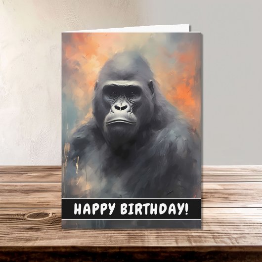 Carte Wild Gorilla Portrait Joyeux anniversaire