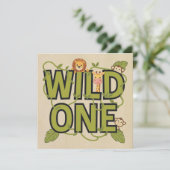 Carte Wild One Jungle Thème Anniversaire Design (Debout devant)