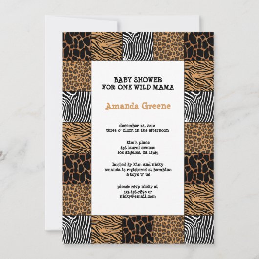 Carte Wild Poster de animal Baby shower Invitation (Devant)
