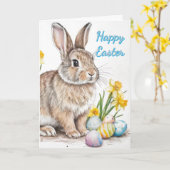 Carte Wild Rabbit with Daffodils Easter Holiday  (Fleur jaune)