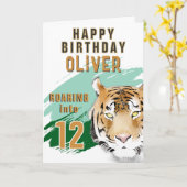 Carte Wild Tiger Head Watercolor Birthday (Fleur jaune)