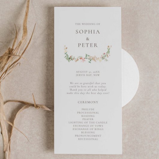 Carte Wildflower Garden Floral Ceremony Program