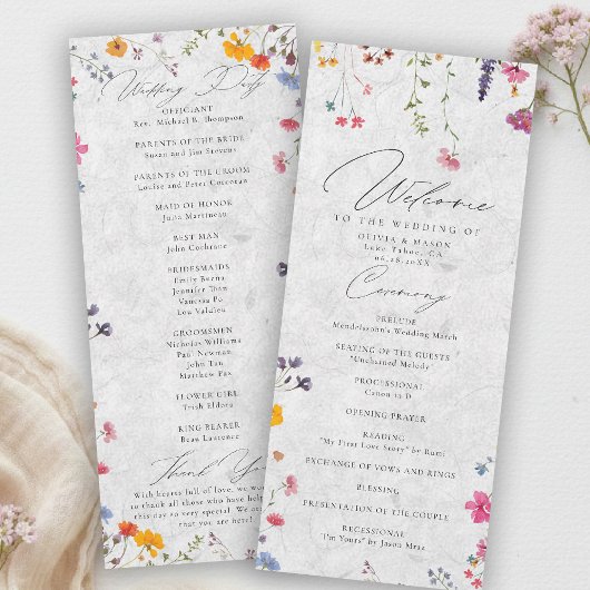 Carte Wildflower Garden Modern Ivory Wedding Program