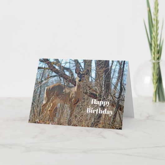 Carte Wildlife Deer Woods Photo Anniversaire (Devant)