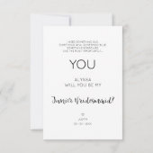 Carte Will You Be My Junior Bridesmaid Photo Proposal (Dos)