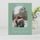 Carte Will you be my Maid of Honor Sage Green Photo  (Debout devant)