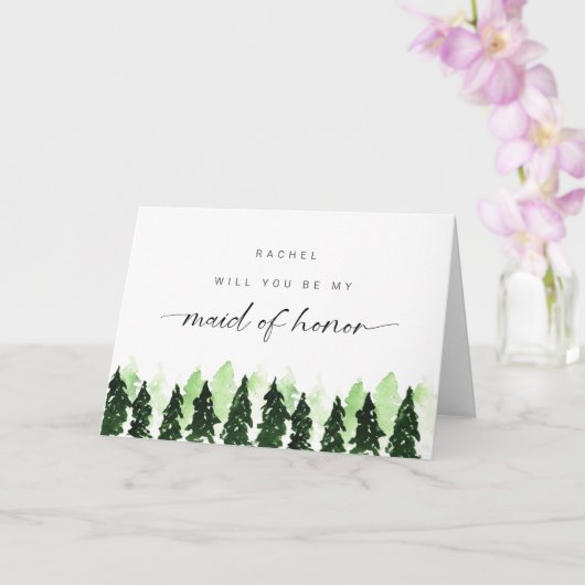 Carte Will you be my Maid of Honor Winter Pine Tree (Orchidée)