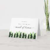 Carte Will you be my Maid of Honor Winter Pine Tree (Devant)