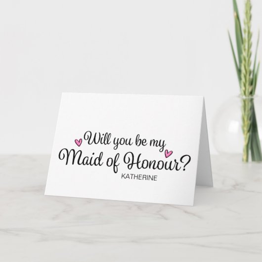 Carte Will You Be My Maid of Honour From Bride Asking (Devant)