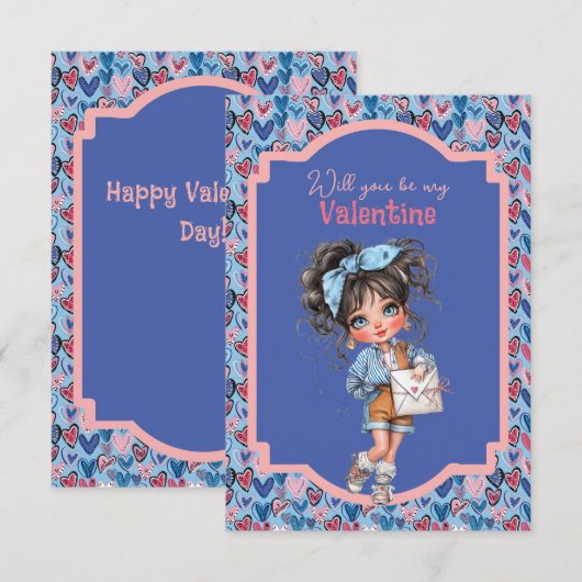 Carte Will You Be My Valentine Teen  (Devant / Derrière)