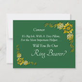 Carte Will You Be Our Ring Bearer? Emerald Green & Gold (Devant)