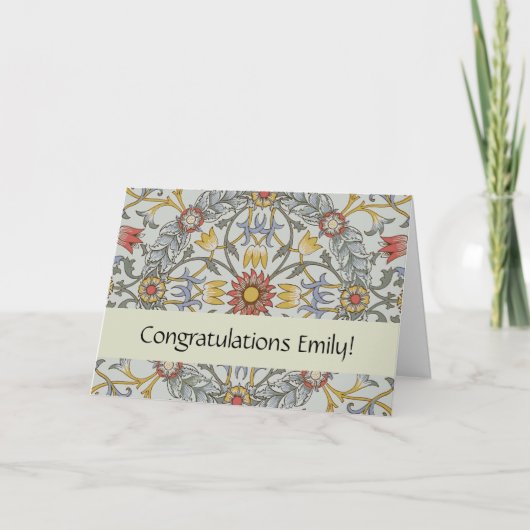 Carte William Morris Floral Circle Flower Illustration (Devant)