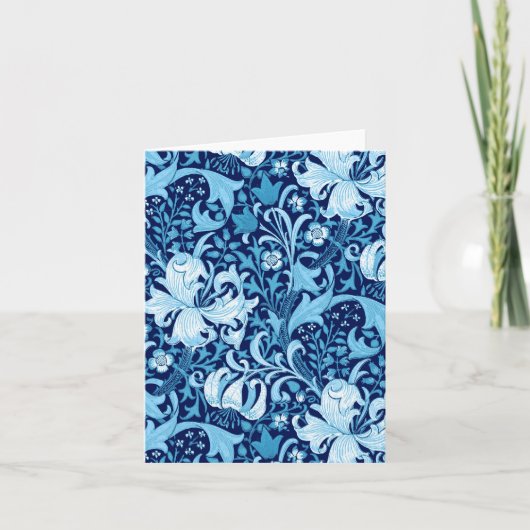 Carte William Morris Iris et Lily, Indigo Blue & White (Devant)