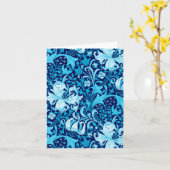 Carte William Morris Iris et Lily, Indigo Blue & White (Fleur jaune)