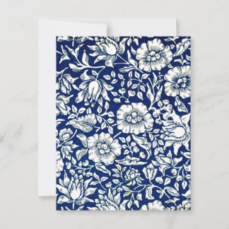 Carte William Morris - Motif floral bleu Mallow