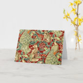 Carte William Morris Red Motif Forest (Fleur jaune)
