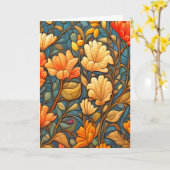 Carte William Morris Style motif floral dans les couleur (Fleur jaune)