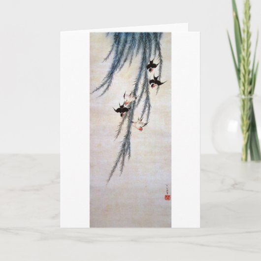 Carte Willow and Swallow, Hokusai (Devant)