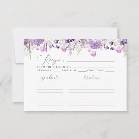 Carte Wilple lilac bridal shower recipe card (Devant)
