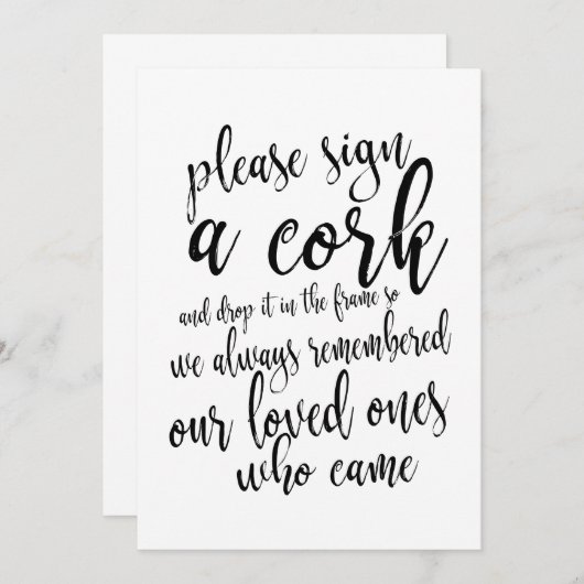 Carte Wine Cork Guest Book Signe Mariage abordable (Devant / Derrière)