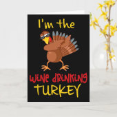 Carte Wine Drinking Turkey Matching Family Thanksgiving  (Fleur jaune)