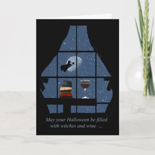 Carte Wine Halloween joyeuse Wicked Witch (Devant)