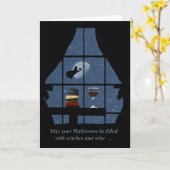 Carte Wine Halloween joyeuse Wicked Witch (Fleur jaune)
