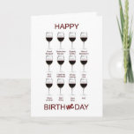 Carte Wine tasting funny birthday<br><div class="desc">Bois ! A funny card for wine tasters and wine drinkers. Glasses of wine with commentary that become more inebriated as the wine is drunk. Le jour de la fête de l'anniversaire de la fin.</div>