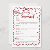 Carte Winery Bachelorette Party 4 Wine Tasting Scorecard (Devant)