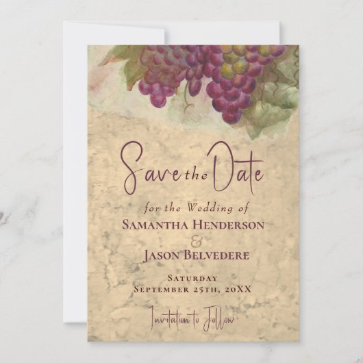 Carte Winery Wedding Save the Date Rustic Monogram (Devant)