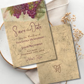 Carte Winery Wedding Save the Date Rustic Monogram