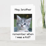 CARTE WINKING KITTEN FOR *BROTHER*=BEST BIRTHDAY<br><div class="desc">BROTHER-WINKING KITTEN SAYS REMEMBER ME AS A KID ? TU PEUX ME VEXER ? WELL YOU CAN NOW FOR YOU ARE WISHED "THE BEST BIRTHDAY EVER"</div>