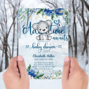 Carte Winter Adventure Attend le Baby shower Ours Polair
