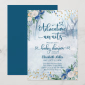 Carte Winter Adventure Await Baby shower d'aquarelle (Devant / Derrière)