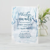Carte Winter Adventure Await Baby shower d'aquarelle (Debout devant)