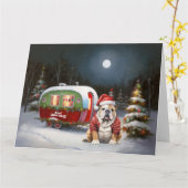 Carte Winter Bulldog Caravan Christmas Adventure (Fleur jaune)