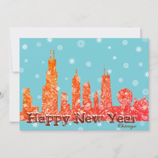 Carte Winter Chicago Skyline Holiday (Devant)