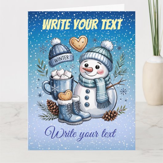 Carte Winter Cozy Snowman (Devant)